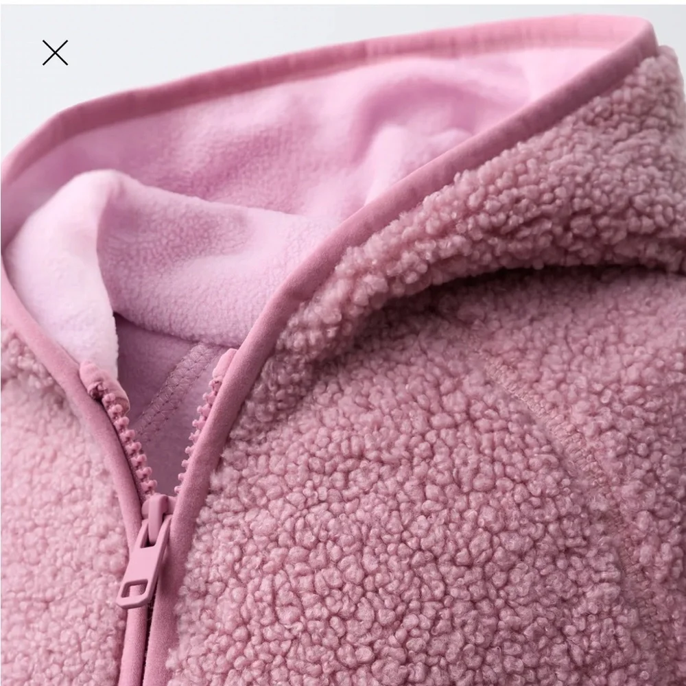Zara Sherpa Fleece Hoodie Jacket